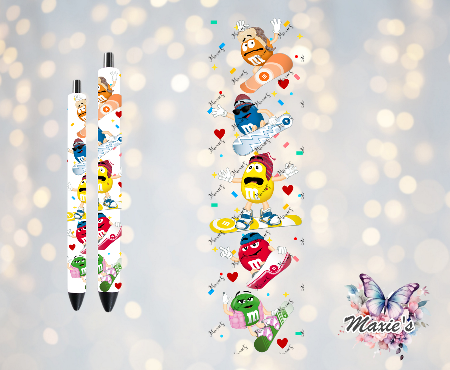 Skateboarding Chocolate Characters Graphic Design UVDTF Pen Wrap / Bookmark Decal
