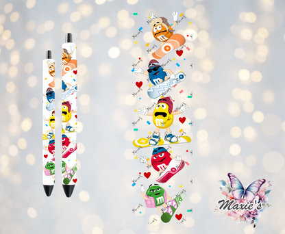 Skateboarding Chocolate Characters Graphic Design UVDTF Pen Wrap / Bookmark Decal
