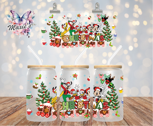 Holiday Train Ride With Mickey & friends Graphic Design 16oz. UVDTF Cup Wrap