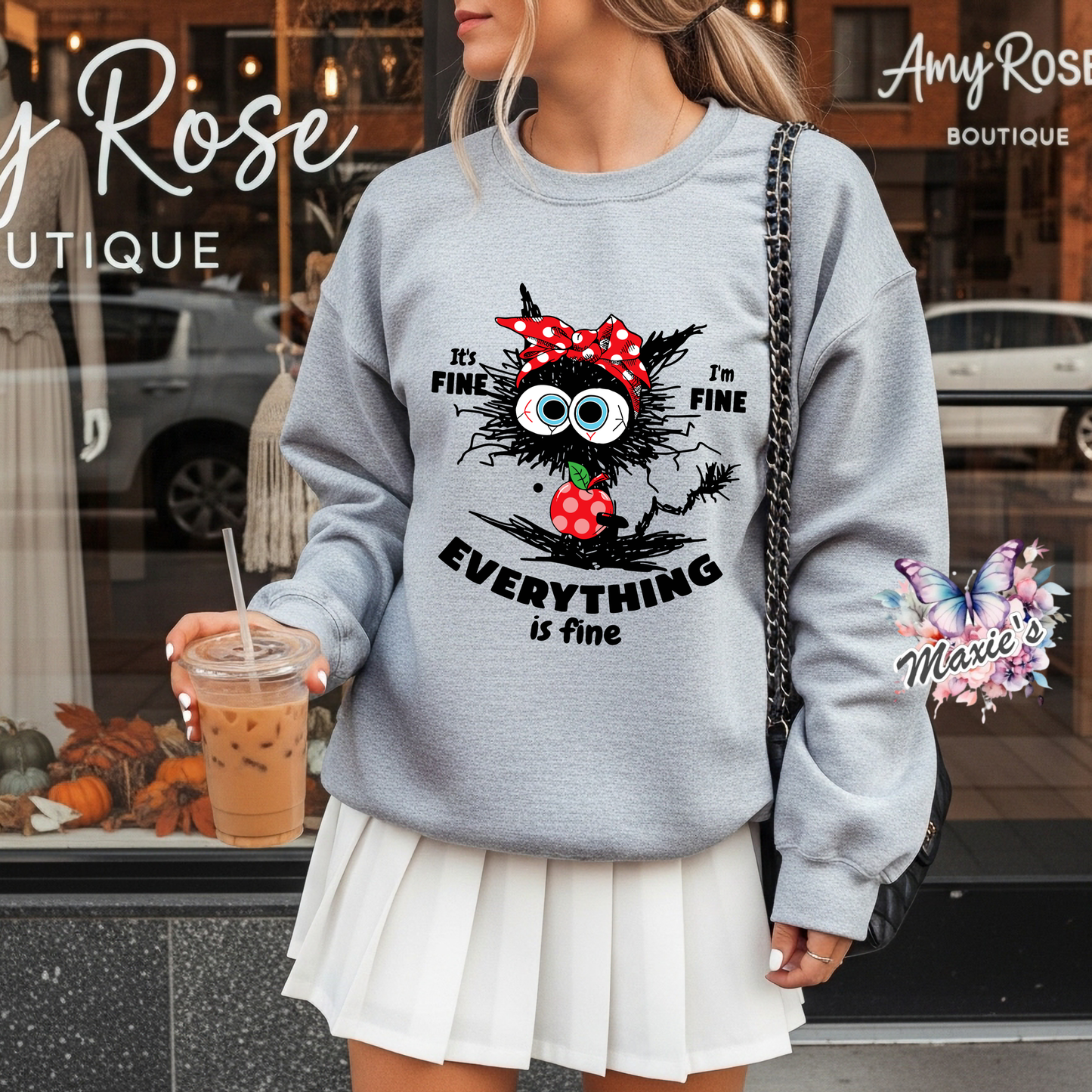 Everything Is Fine Silly Cat Graphic Design DTF Transfer Print