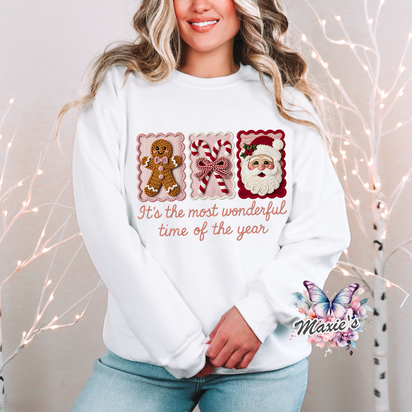 The Most Wonderful Time Of The Year Faux Crochet Graphic Design DTF Transfer Print