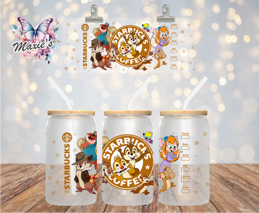 Chip & Dale Starbbie Graphic Design 16oz. UVDTF Cup Wrap