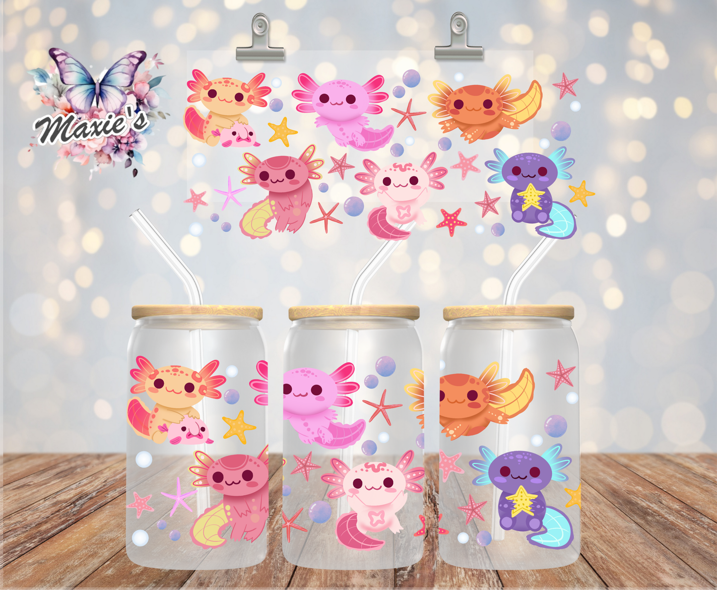 Happy Axolotl Graphic Design 16oz. UVDTF Cup Wrap