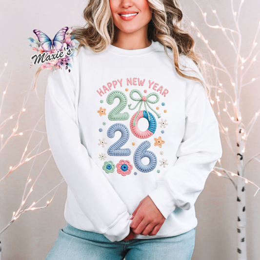 2026 Floral Faux Crochet Graphic Design DTF Transfer Print