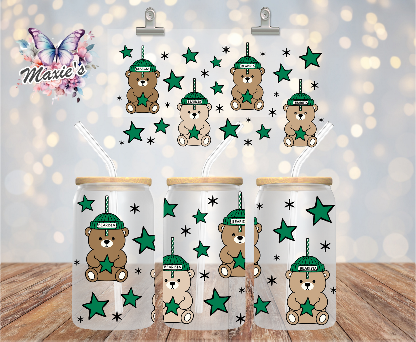 Coffee Bear Graphic Design 16oz. UVDTF Cup Wrap