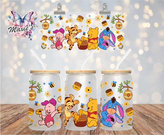 Pooh Bear & Friends Honey Party Graphic Design 16oz. UVDTF Cup Wrap