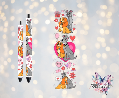 Lady & The Tramp Romance Graphic Design UVDTF Pen Wrap/Bookmark Decal