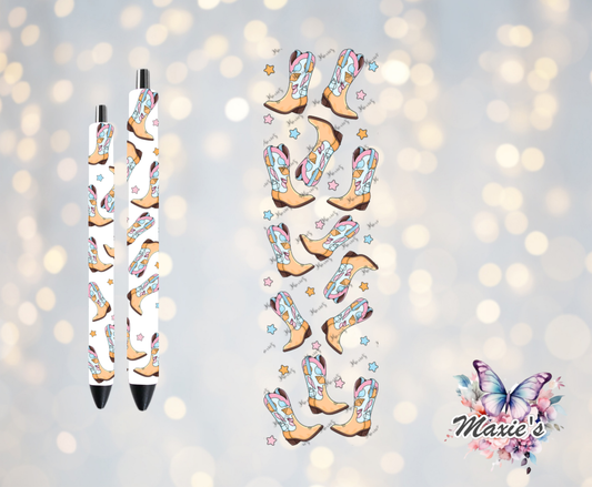 Western Cowboy Boots Graphic Design UVDTF Pen Wrap/Bookmark Decal