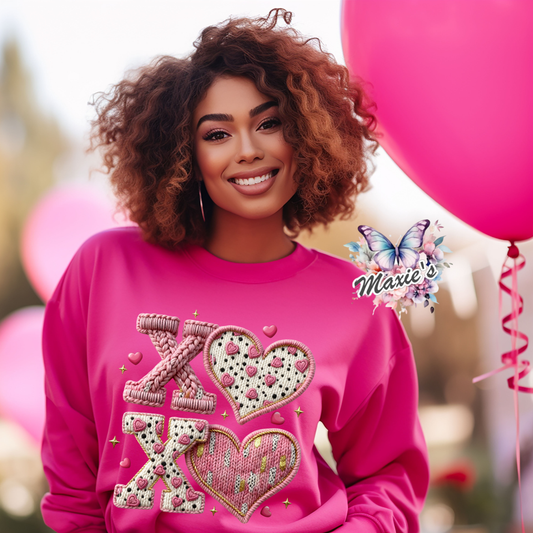 X.O.X.O Faux Crochet Graphic Design DTF Transfer Print