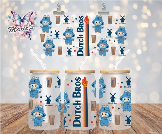 ✨️✨️Double-Sided✨️✨️  Dutch Bros Coffee Labubu Graphic Design 16oz. UVDTF Cup Wrap