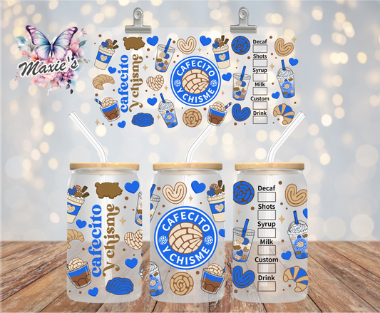 Blue/Cafecito Starbbie Graphic Design 16oz. UVDTF Cup Wrap