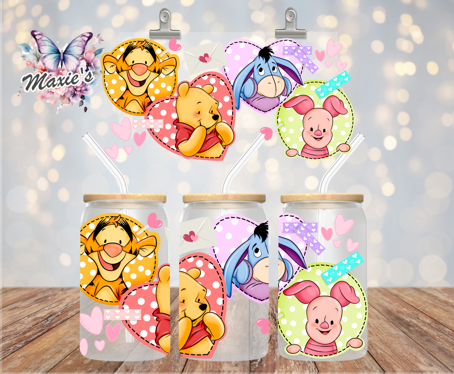 Winnie Bear Friendship Love 💕 Graphic Design 16oz. UVDTF Cup Wrap