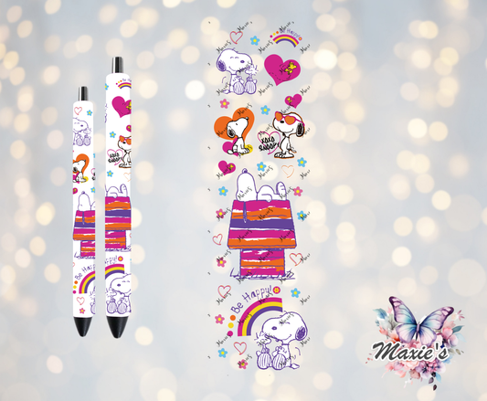 Be Happy Snoopy Graphic Design UVDTF Pen Wrap/Bookmark Decal