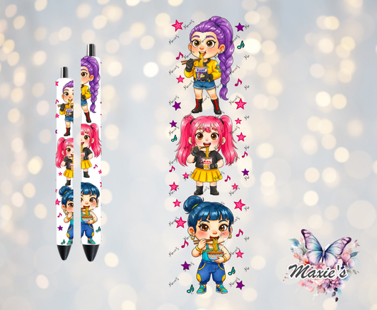 Huntrix Girls Graphic Design UVDTF Pen Wrap/Bookmark Decal
