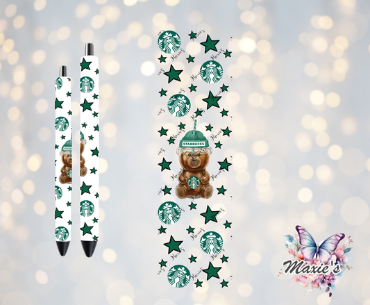 Coffee Bear Graphic Design UVDTF Pen Wrap/Bookmark Decal