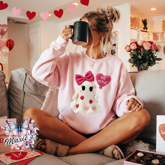 Faux Crochet Lovely Ghostie Graphic Design DTF Transfer Print