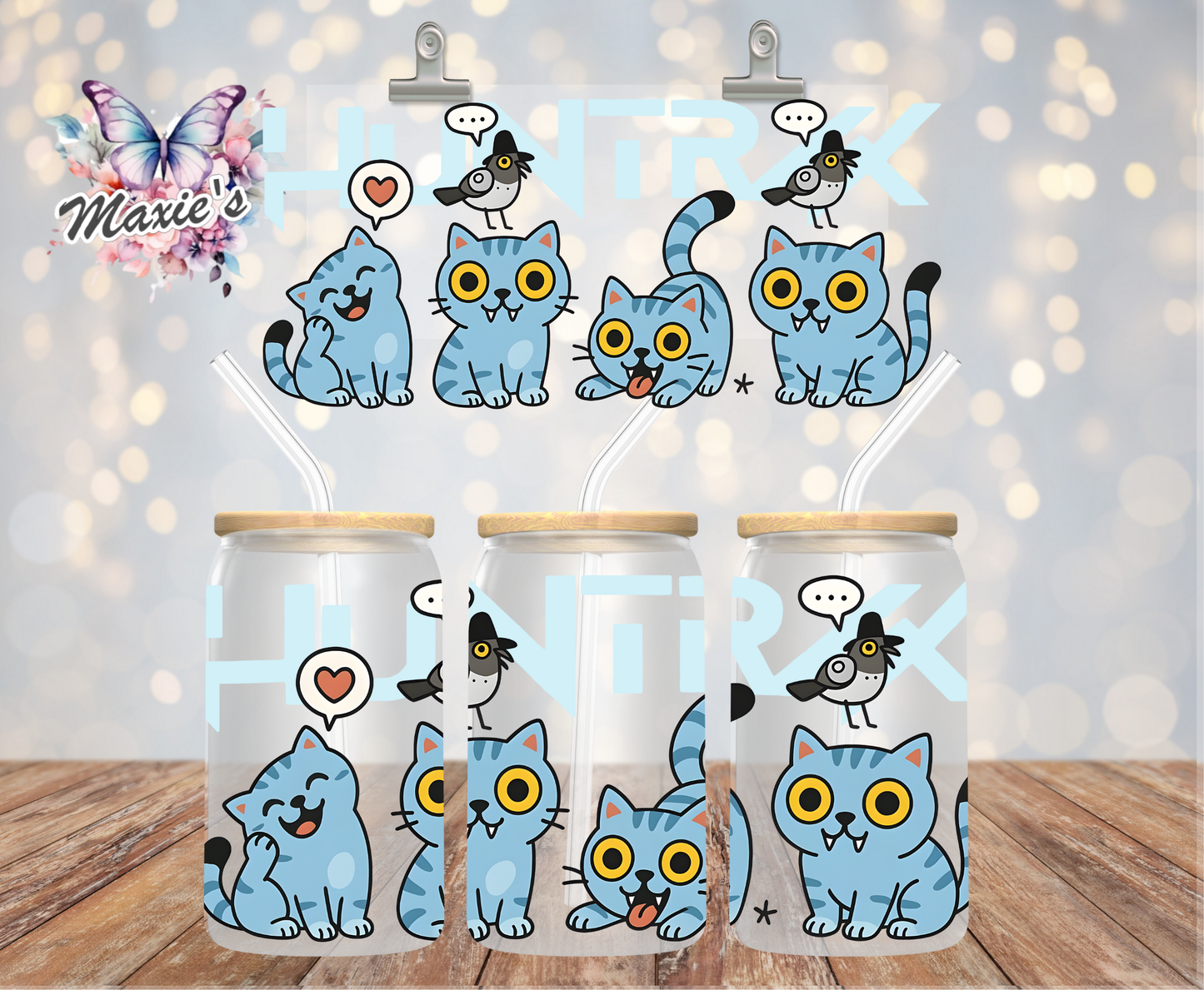 Baby Demon Blue Cat Graphic Design 16oz. UVDTF Cup Wrap