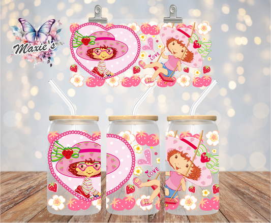 Love Strawberry Girl Fun Graphic Design 16oz. UVDTF Cup Wrap