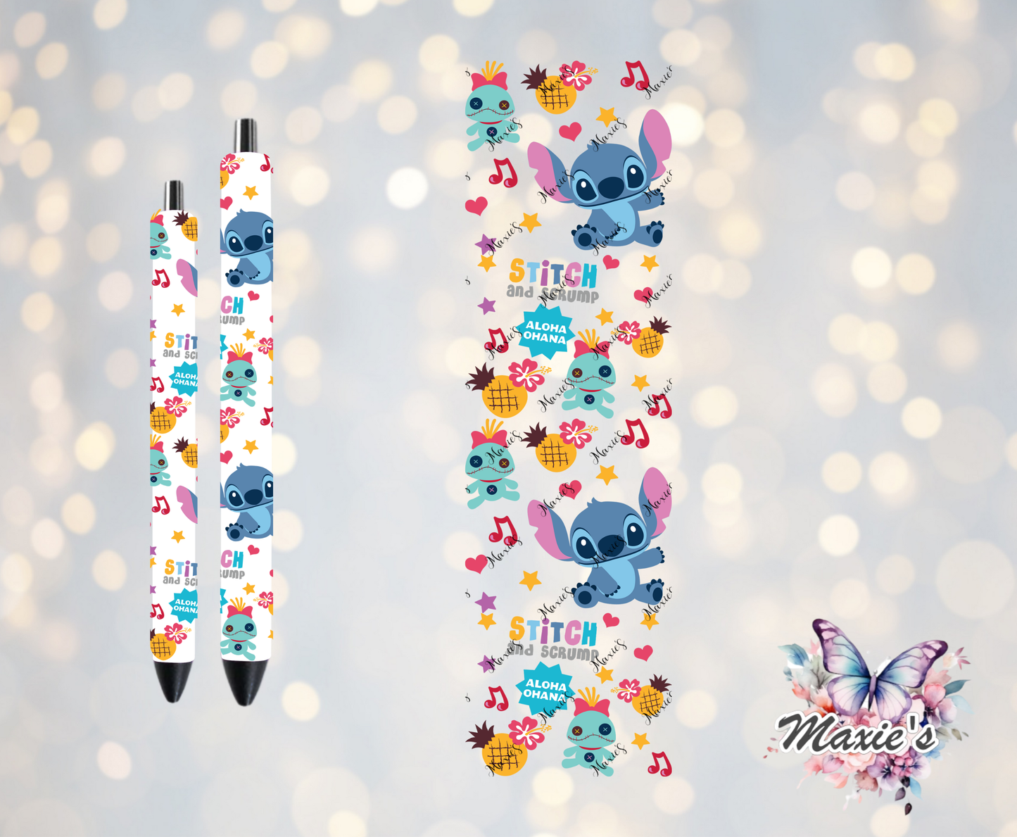 Aloha Stitch & Scrump Graphic Design UVDTF Pen Wrap/Bookmark Decal