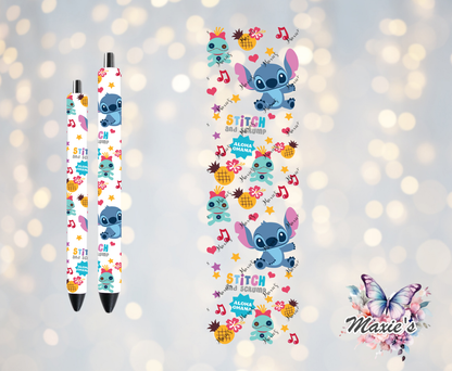 Aloha Stitch & Scrump Graphic Design UVDTF Pen Wrap/Bookmark Decal