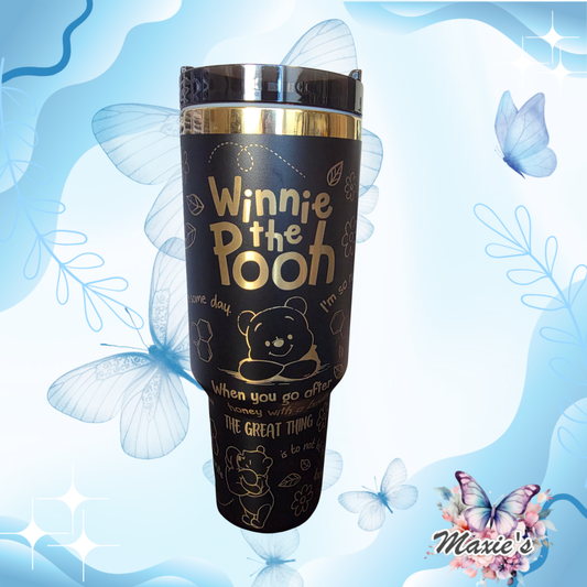 Pooth Bear Graphic Design Laser Engraved 40oz. Tumbler