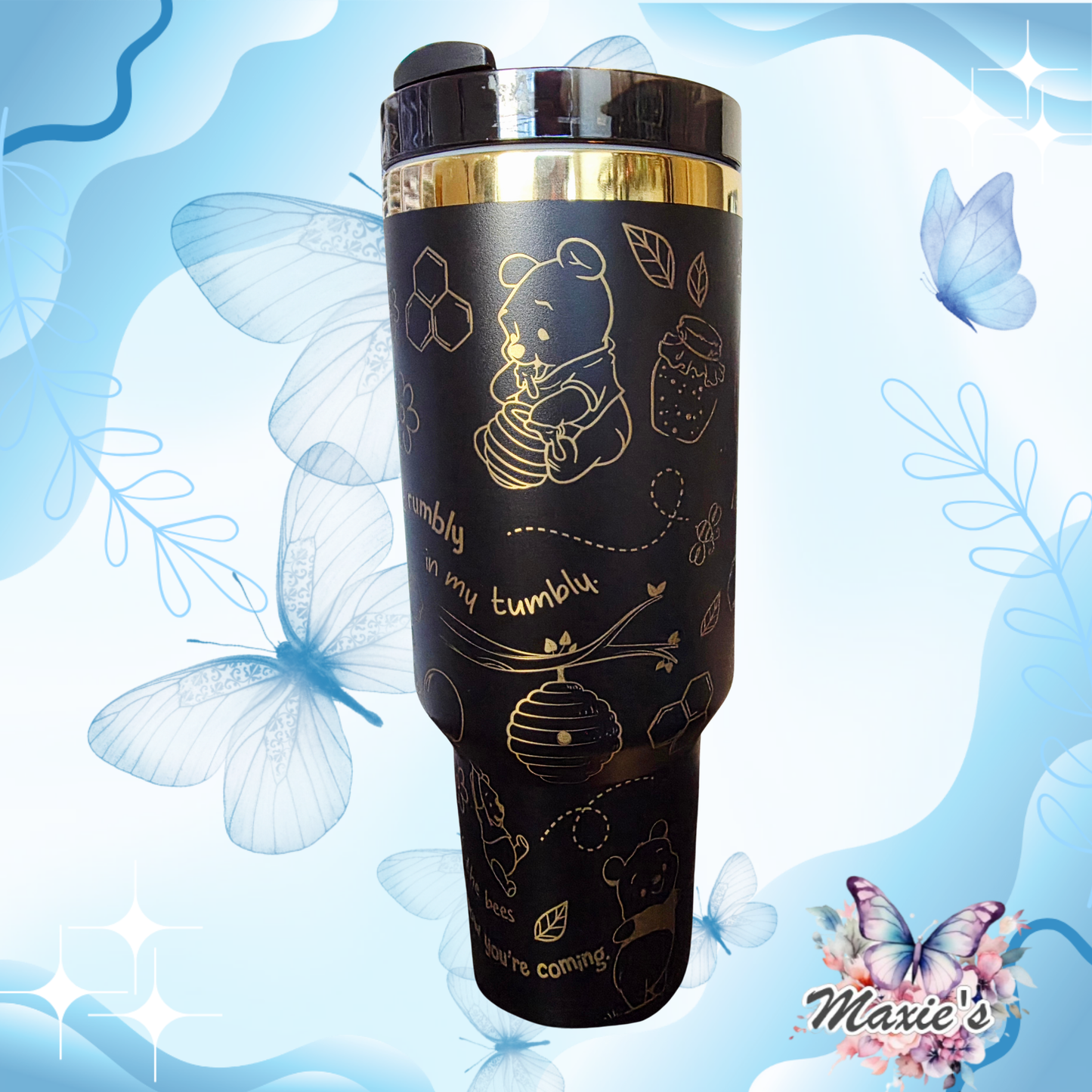 Pooth Bear Graphic Design Laser Engraved 40oz. Tumbler