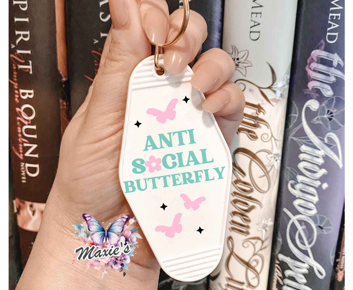 Anti-social Butterfly Graphic Design UVDTF Motel Keychain Decal