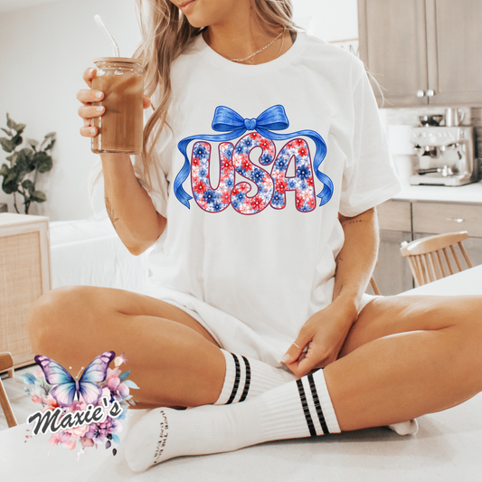 USA Floral Themed DTF Transfer Print