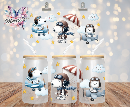Pilot Snoopy Graphic Design 16oz. UVDTF Cup Wrap